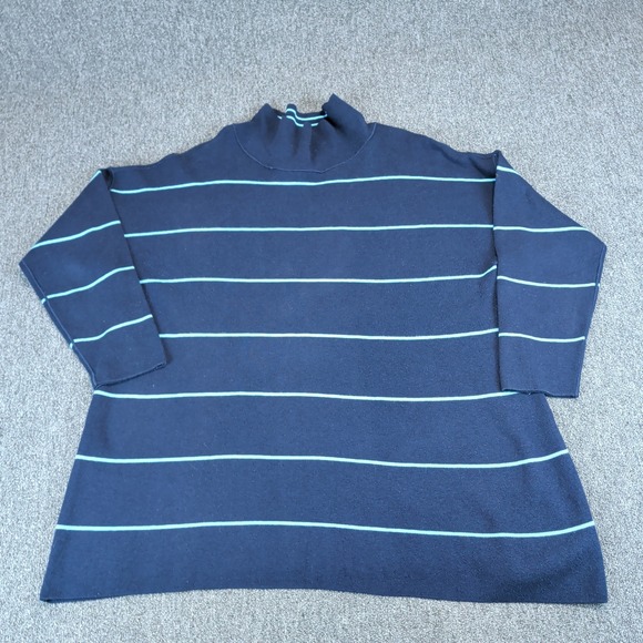 J. Jill Coastal Reversible Mock Neck Sweater Womens 2X Navy Blue Cotton Blend — photo 2